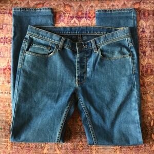 Matix denim slim straight leg jeans waist 17”, inseam 30”, length 40”, r…